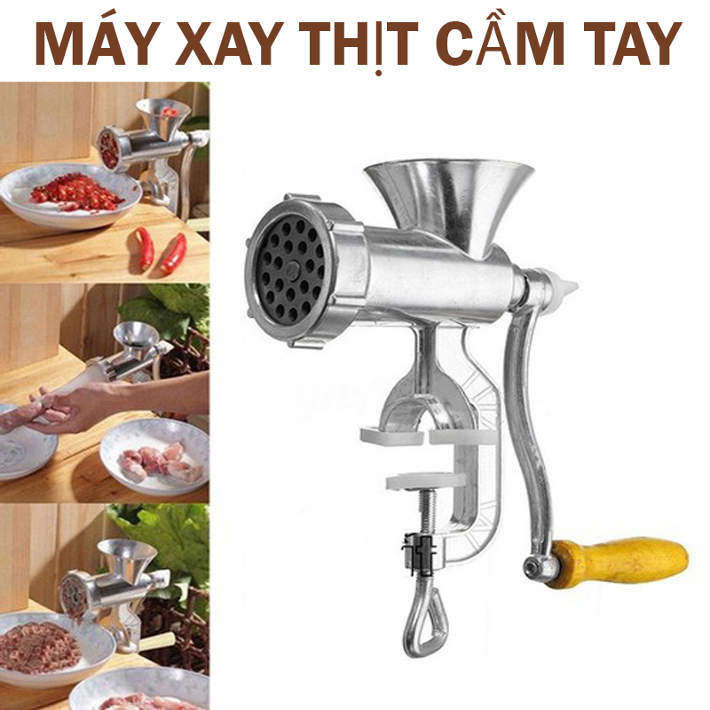 Máy xay thịt bằng tay đế kẹp bàn - Chất liệu nhôm cao cấp, không gỉ - Nhỏ gọn, tiện lợi - Tay cầm quay nhẹ nhàng không mất sức - Chất lượng món xay của bạn độ nhuyễn, mịn cao. Hàng Có Bảo Hành