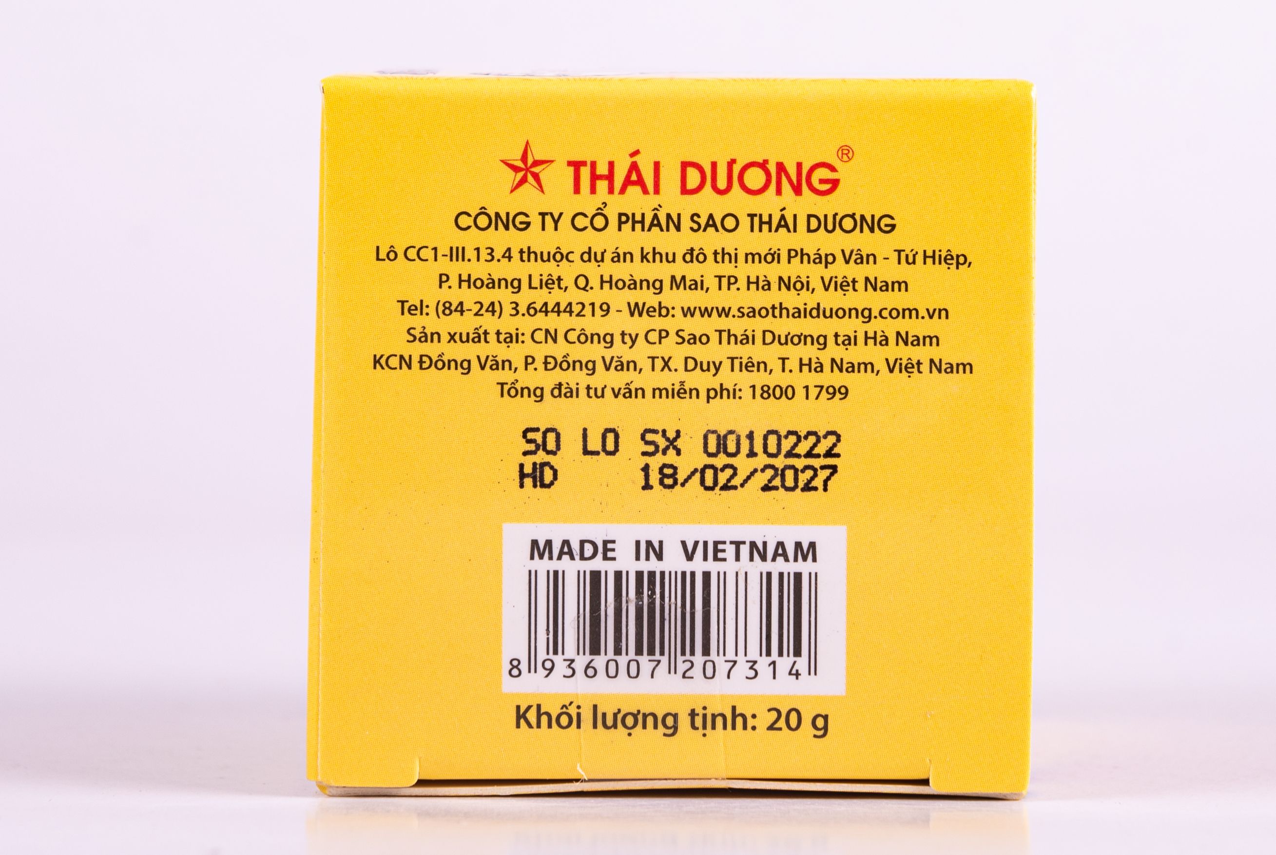 Cao Hổ Sao Thái Dương (SAOTHAIDUONG BALM 18) (Hộp 01 lọ x 20g, đỏ, số 1, Việt Nam) - Sao Thái Dương