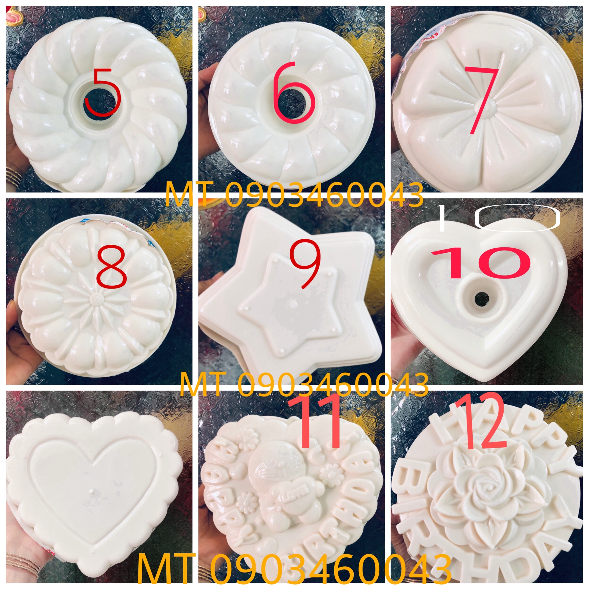 Combo 12 khuôn rau câu 3d  20cm đủ mẫu