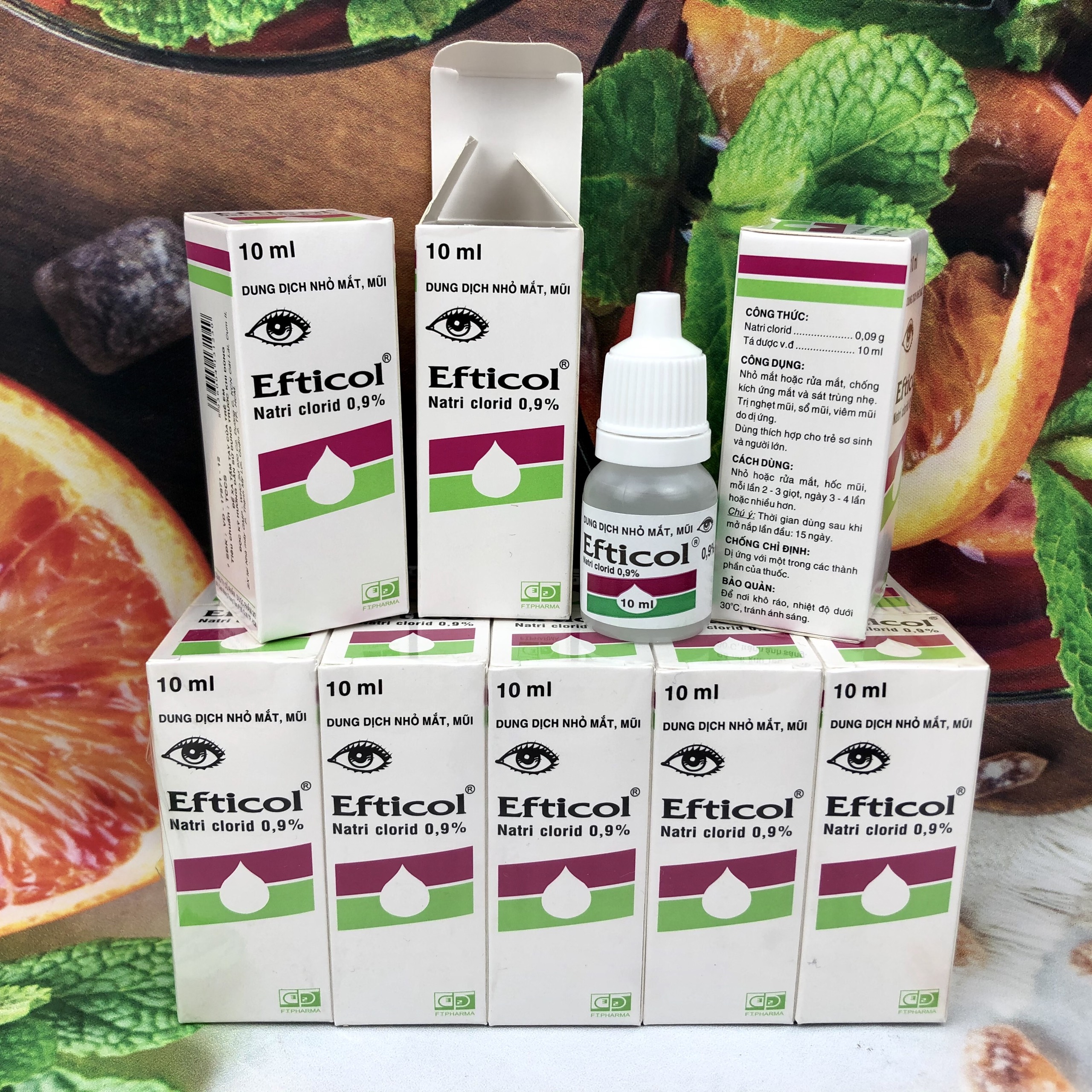 Nước muối sinh lý Efticol vệ sinh mắt mũi 10ml - Nước muối Efticol Natri clorid 0,9%