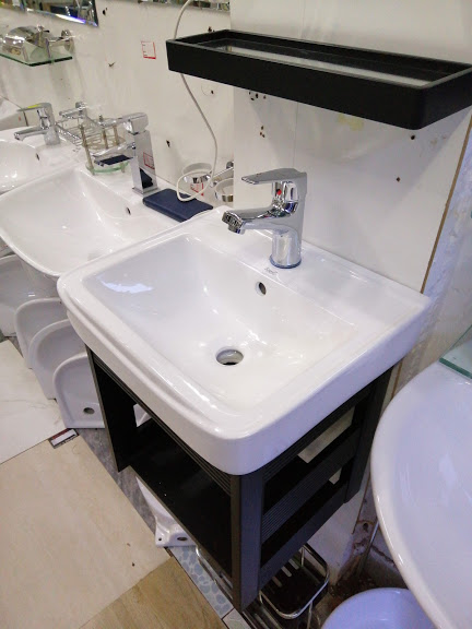 Combo bộ chậu lavabo mini đầy đủ vòi nóng lạnh