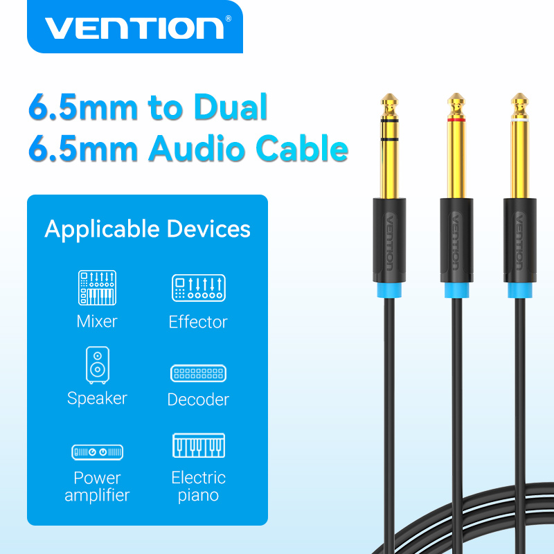Vention Audio Cable 6.5mm Male to Dual 6.5mm Male Audio Cable for Mixer Power amplifier Speaker 6.5mm audio Cord