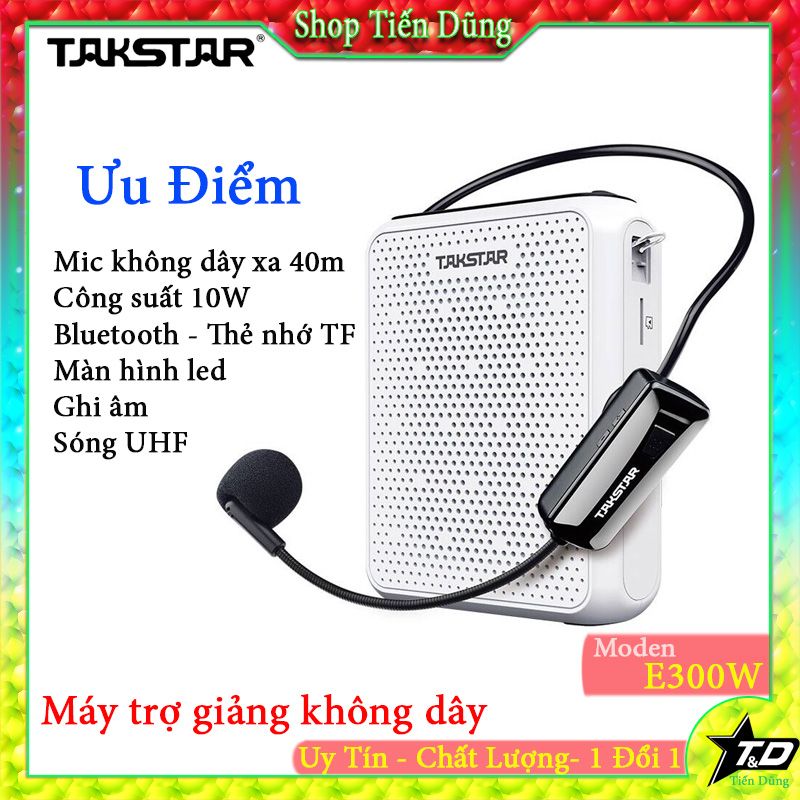 Máy trợ giảng không dây Takstar E300W kèm 1 Mic không dây thiết kế thời thượng, tinh tế, nhỏ nhẹ trọng lượng chỉ 200g