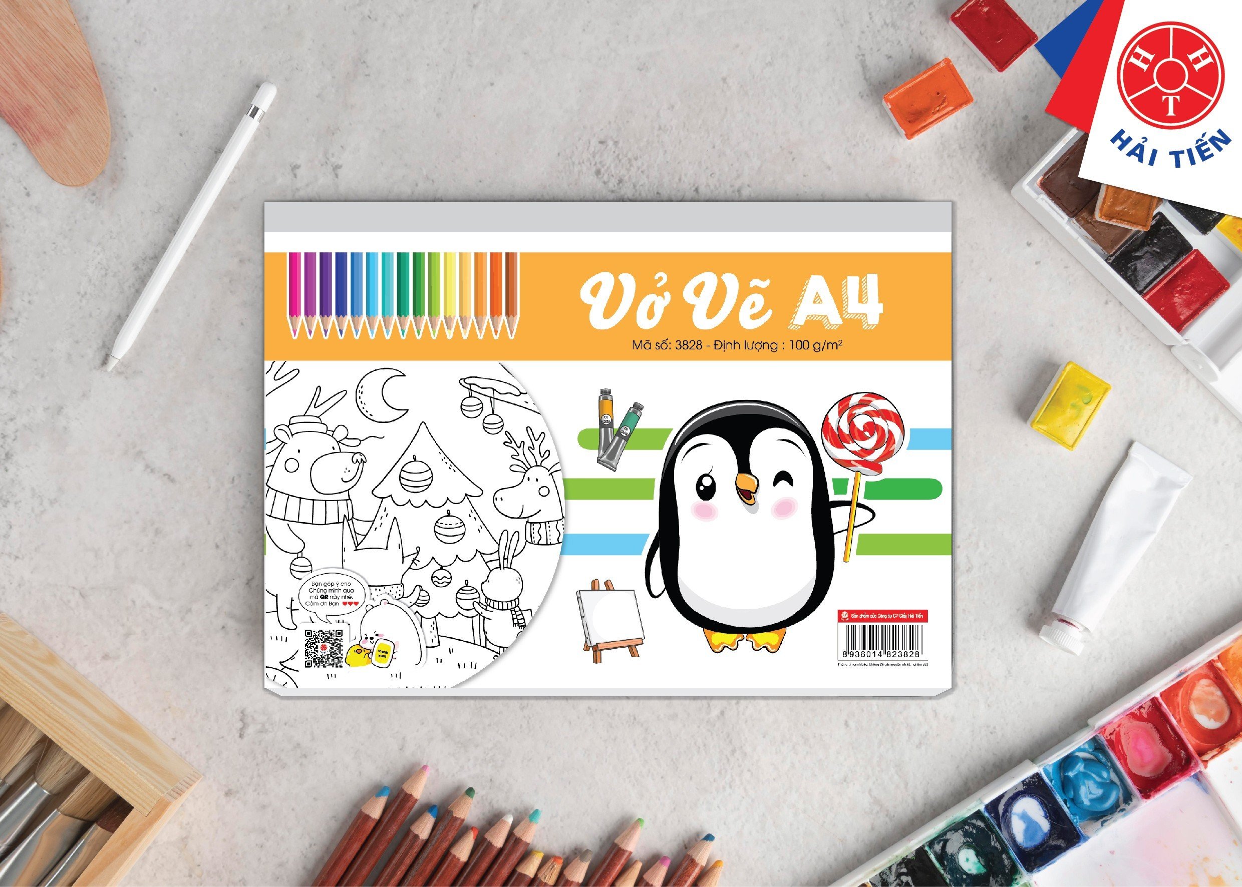 Hải tiến vở vẽ a4 - dán gáy lốc 5 quyển