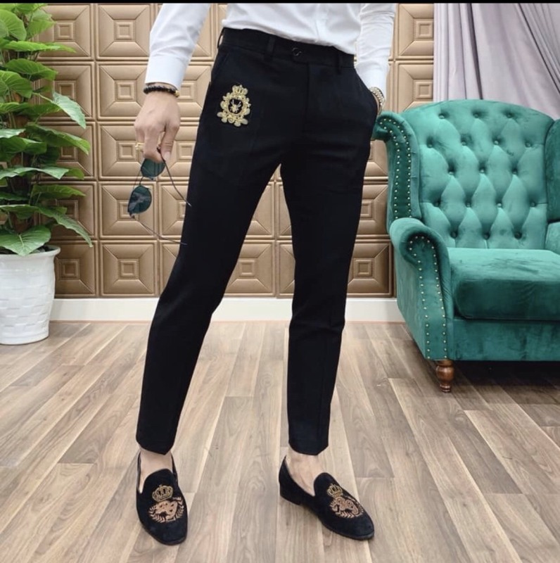 Quần Âu Nam Thêu Nhện Vàng - Quần Tây Nam - Quần Tây Âu Nam Hàn Quốc - Quần Tây Âu Nam Kẻ Sọc - Quần Âu Nam Thêu Logo Mẫu Mới 2020 - PTN SHOP