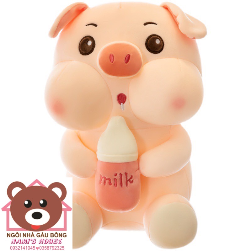 [XẢ KHO GIÁ SỈ] GẤU BÔNG HEO ÔM BÌNH SỮA 35CM