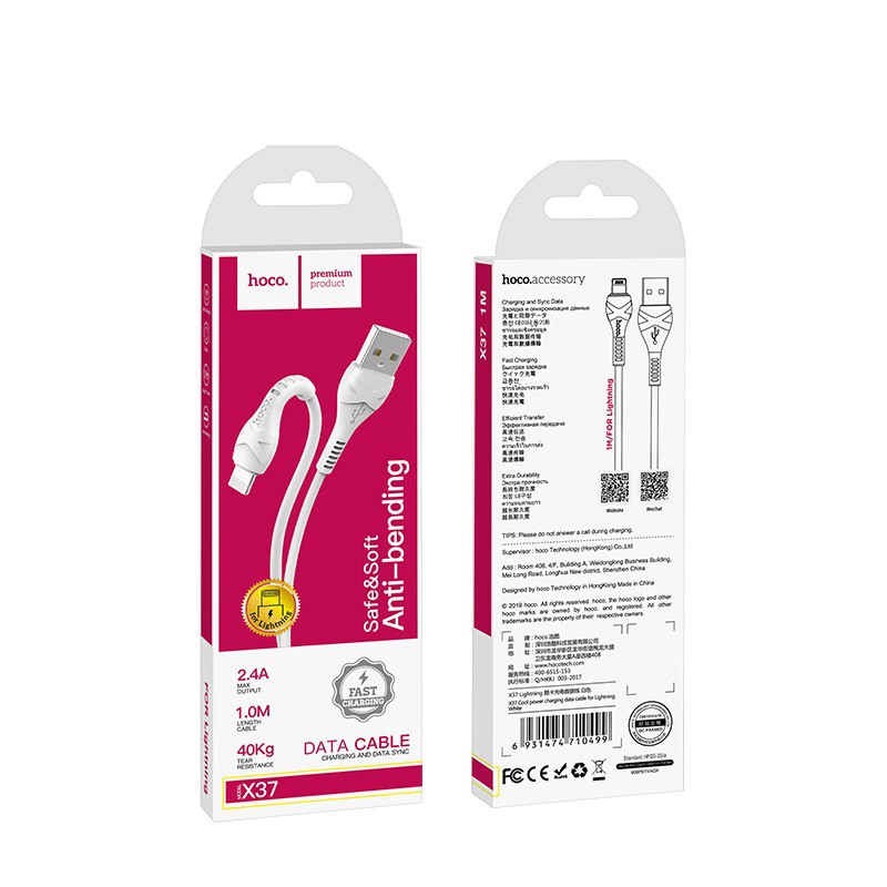 Dây sạc nhanh 2.4A Hoco X37   Lightning , micro , type c