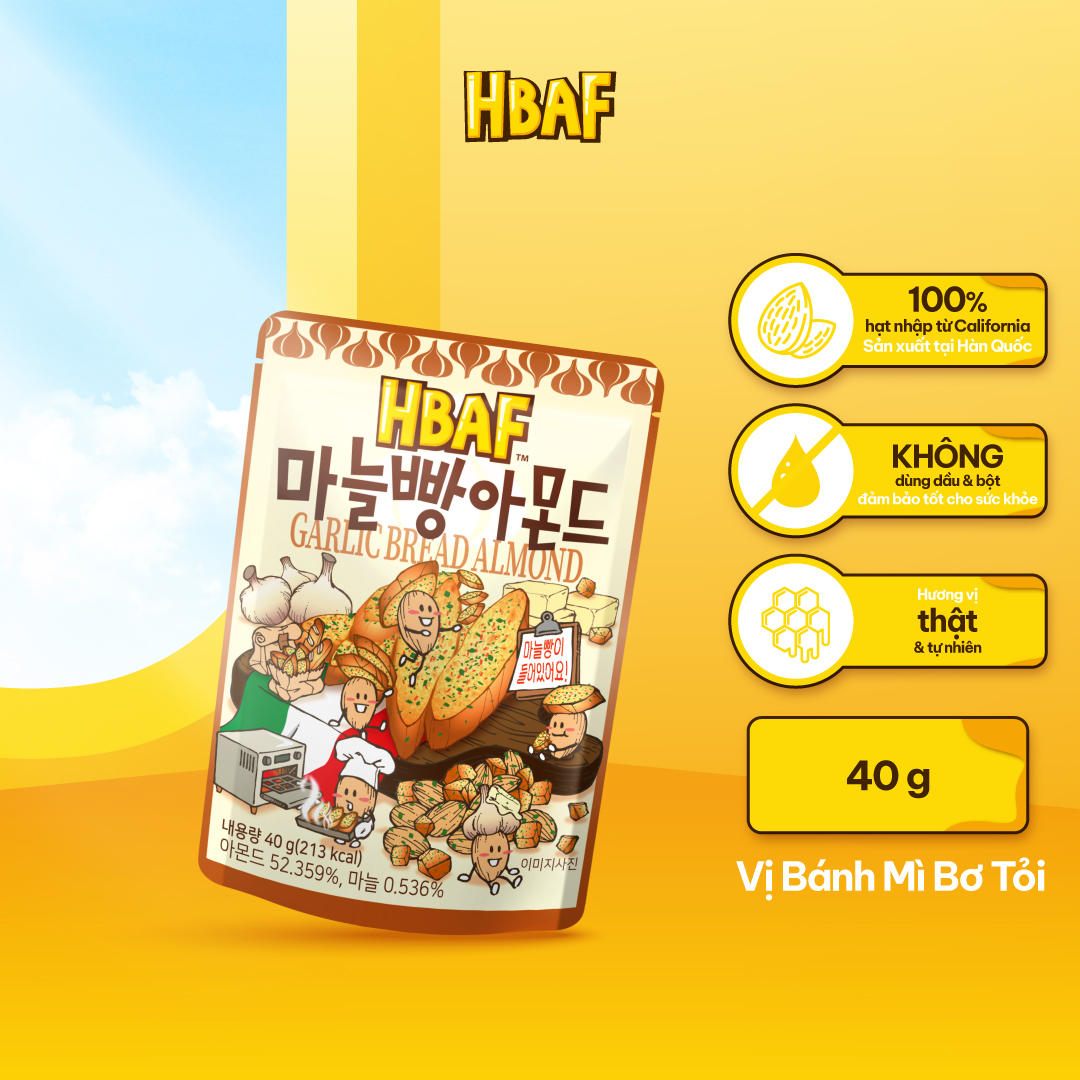 Hạt Hạnh Nhân Tẩm Vị HBAF Hàn Quốc Các Vị (Gói 40g)