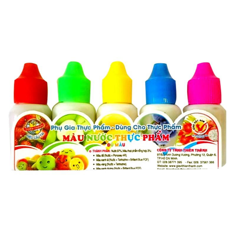 Set 5 màu nước thực phẩm 10ml