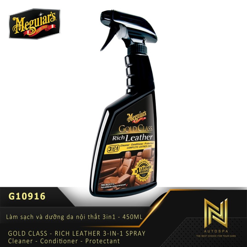 Làm sạch, dưỡng da và bảo vệ ghế da (3in1)/ Meguiars Gold Class Rich Leather Spray G10916