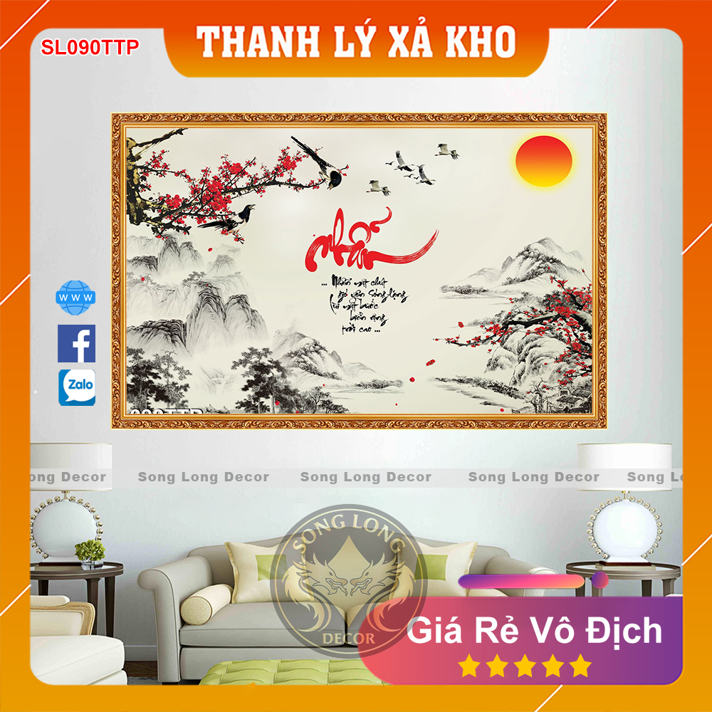 Tranh Dán Tường Chữ Nhẫn- SL090TTP-Tranh 3d Thư Pháp - Song Long Decor