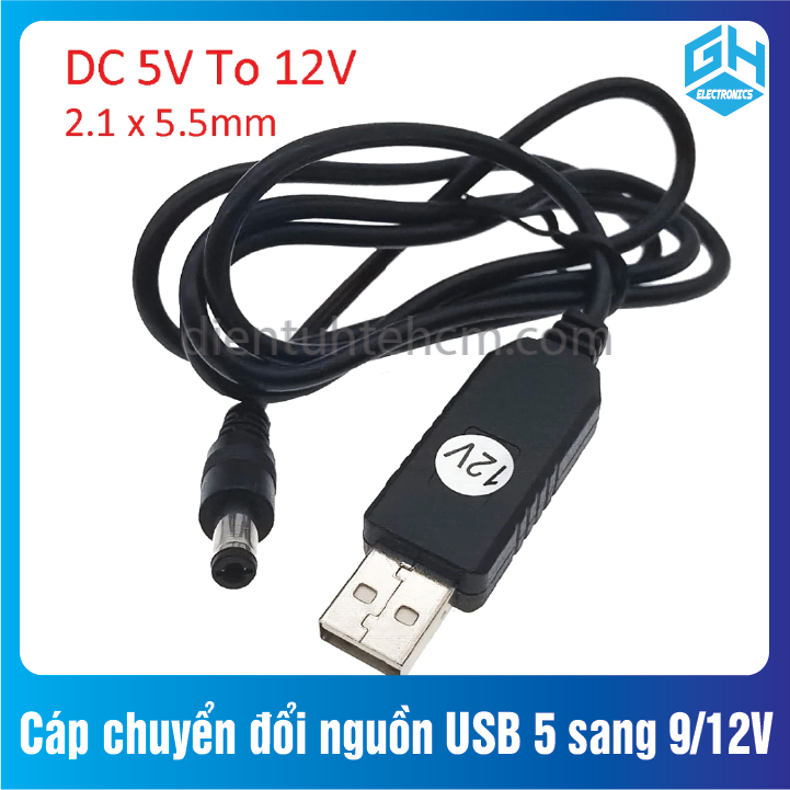 Cáp chuyển đổi nguồn usb 5v sang 9v và 12v chỉ cấp được dòng điện tối đa 0.8a