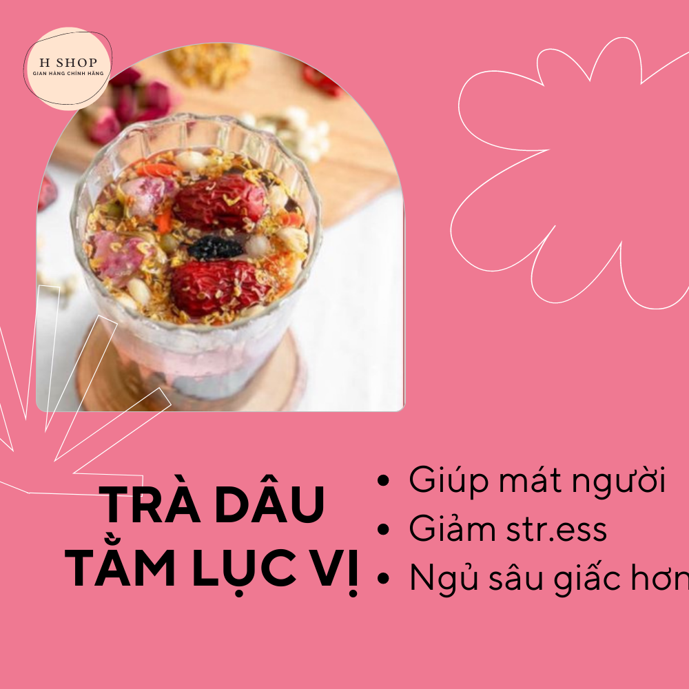 [1 gói dùng thử] trà dâu tằm lục vị thanh nhiệt (dâu tằm, quế hoa, nụ lài, táo đỏ, nụ hồng, kì tử)