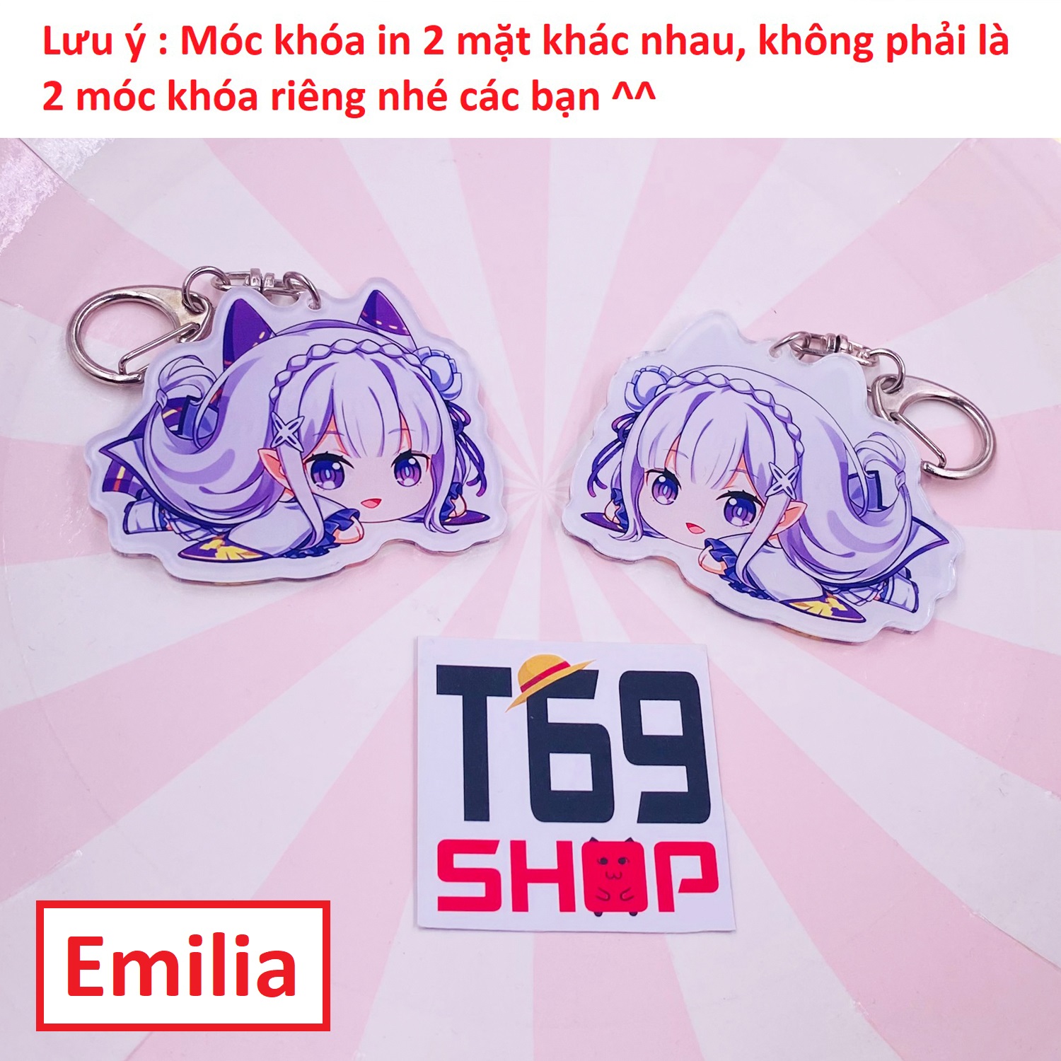 Móc khóa mica anime Re: Zero (In 2 mặt khác nhau) [T69 Shop]