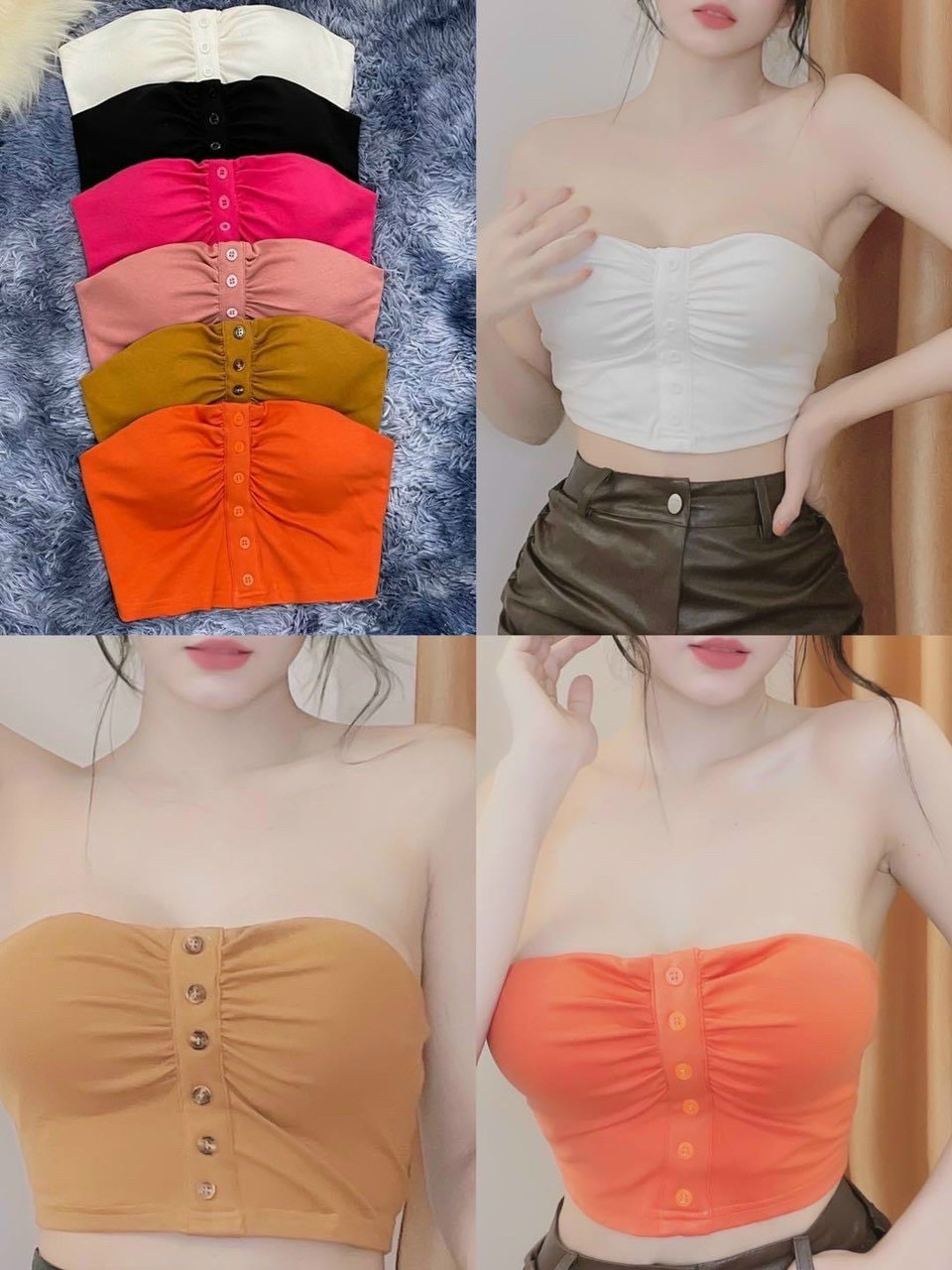 áo ống kiểu hàng nút nhún chất thun bozip l