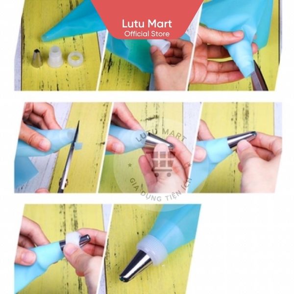 Bộ Đui 6 Chiếc Kèm Chốt + Túi Bắt Kem Silicon -  Lutu Mart