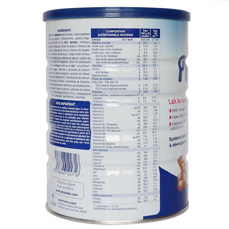 [Mẫu mới] Sữa Physiolac Pháp Số 2 900g (date mới)