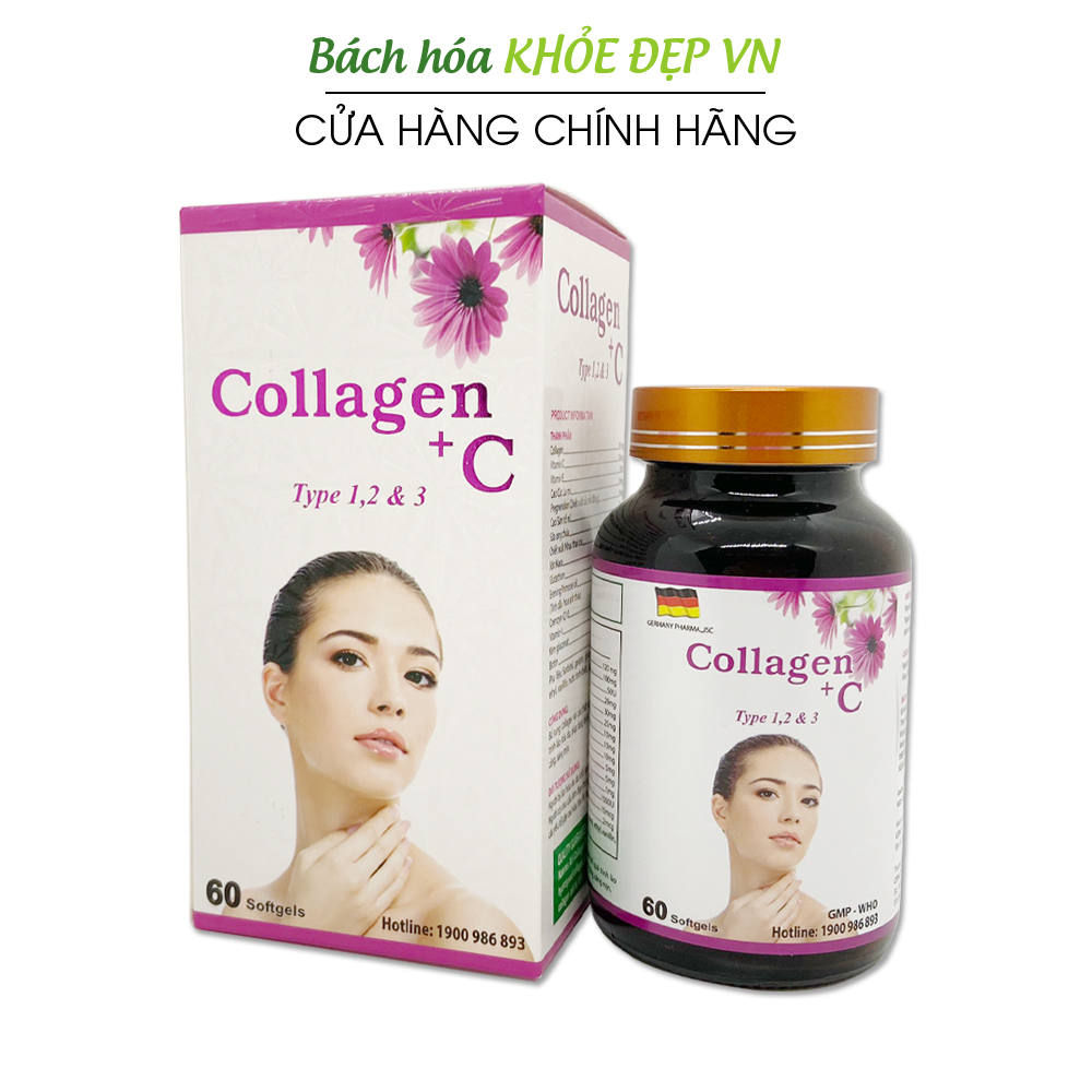 Viên uống đẹp da Collagen +C Type 123 bổ sung vitamin A E C giảm thâm nám