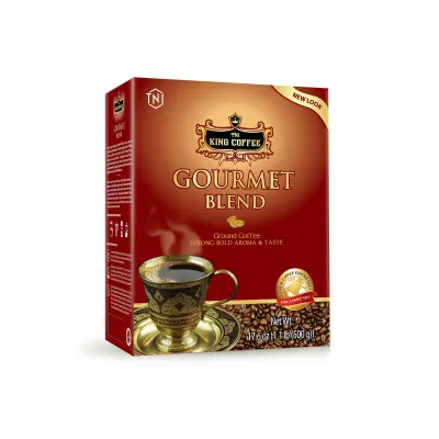 Cà Phê Rang Xay Gourmet Blend KING COFFEE - Hộp 500g phối trộn từ 4 loại hạt café cao cấp (Arabica, Robusta, Excelsa, Catimor) - Pha Phin