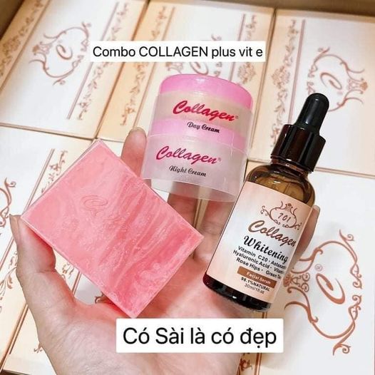 combo serum và kem collagen plus vit e dành cho da nám tàn nhang