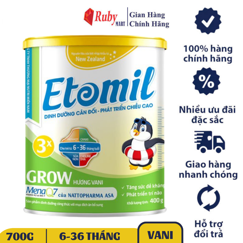[Date T2/25][ FREESHIP MAX ]SỮA BỘT ETOMIL 3X GROW LON 700G