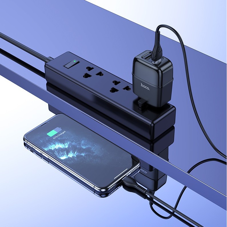 Bộ cáp sạc Hoco C77 2 cổng sạc nhanh 2.4A (Kèm cáp Lightning)