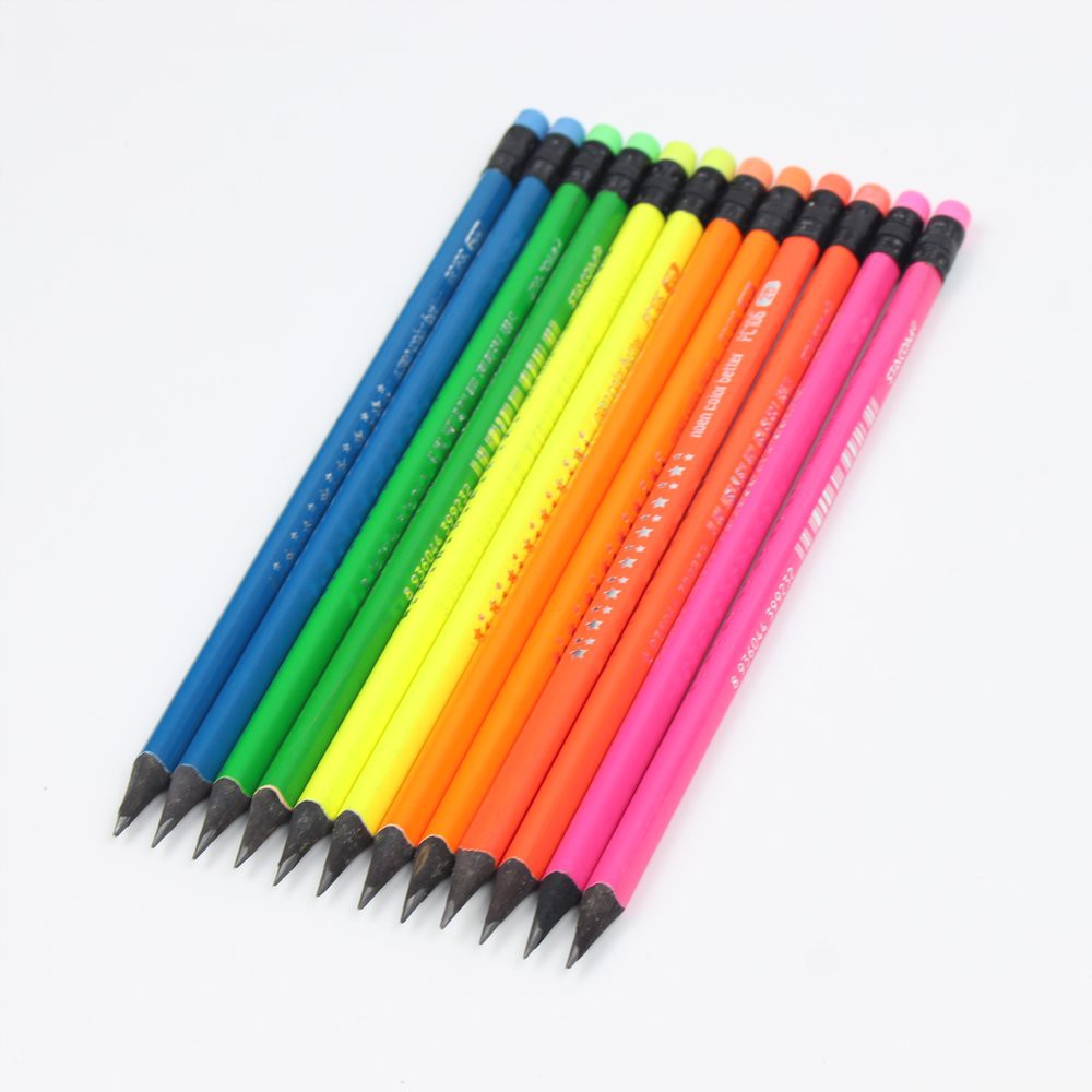 12 Bút Chì Gỗ Đen Thân Màu 2B