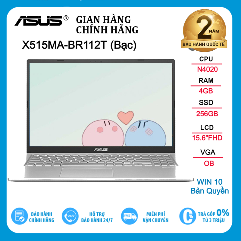 Laptop Asus X515MA-BR112T Bạc N4020| 4G| 256Gb| 15.6FHD| OB| Win10 - Hàng chính hãng new 100%