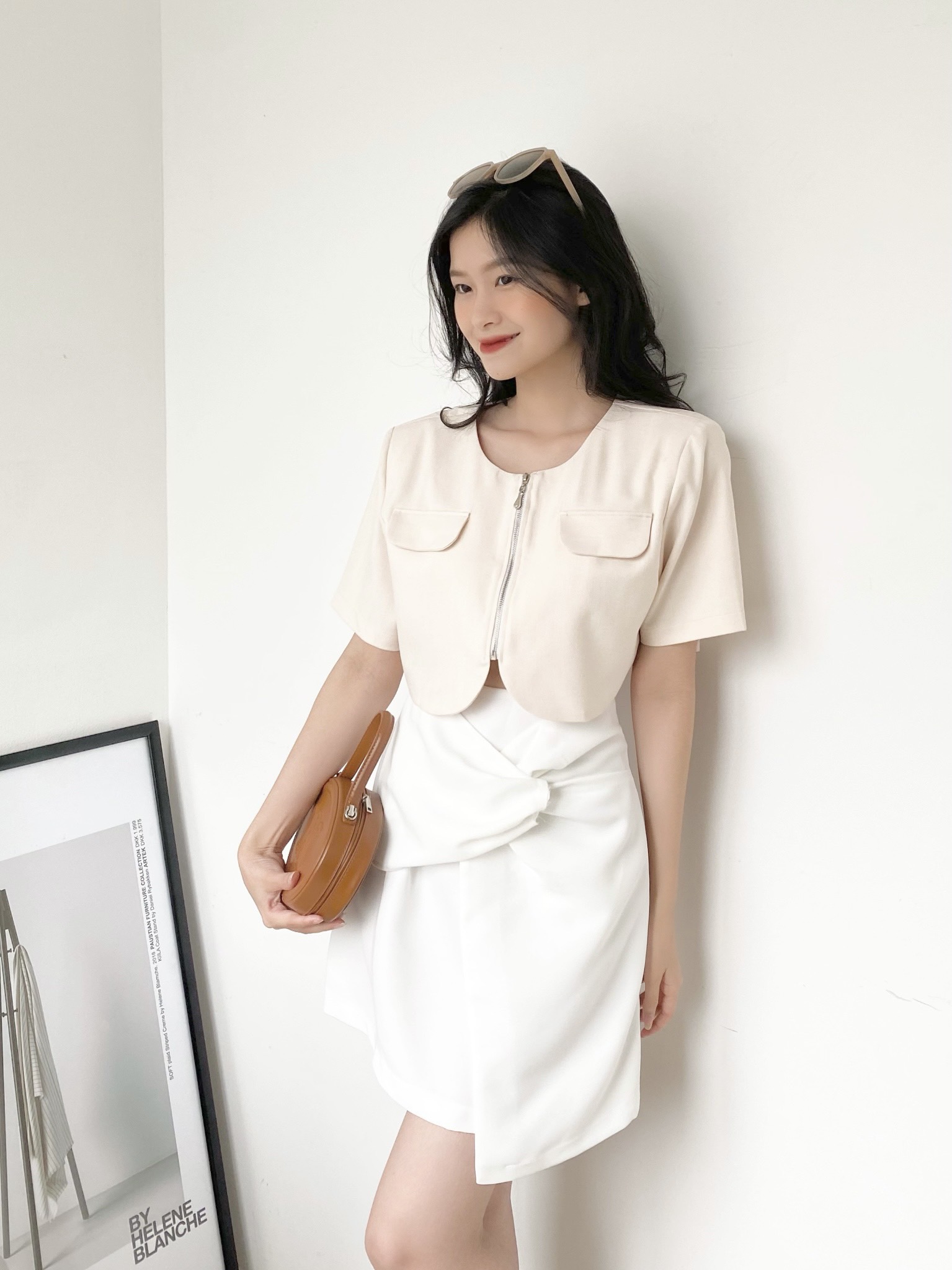 Yu cherry | áo pocket zipper blazer ya429
