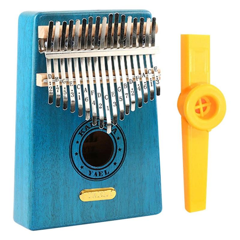 Đàn Kalimba 17 Phím Gỗ Mahogany Yael Y17M-BL Kèm Kèn Kazoo DreamMaker - Xanh - HÀNG CÓ SẴN