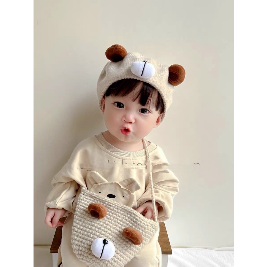 Mũ nồi chất liệu len hình cún dễ thương cho bé