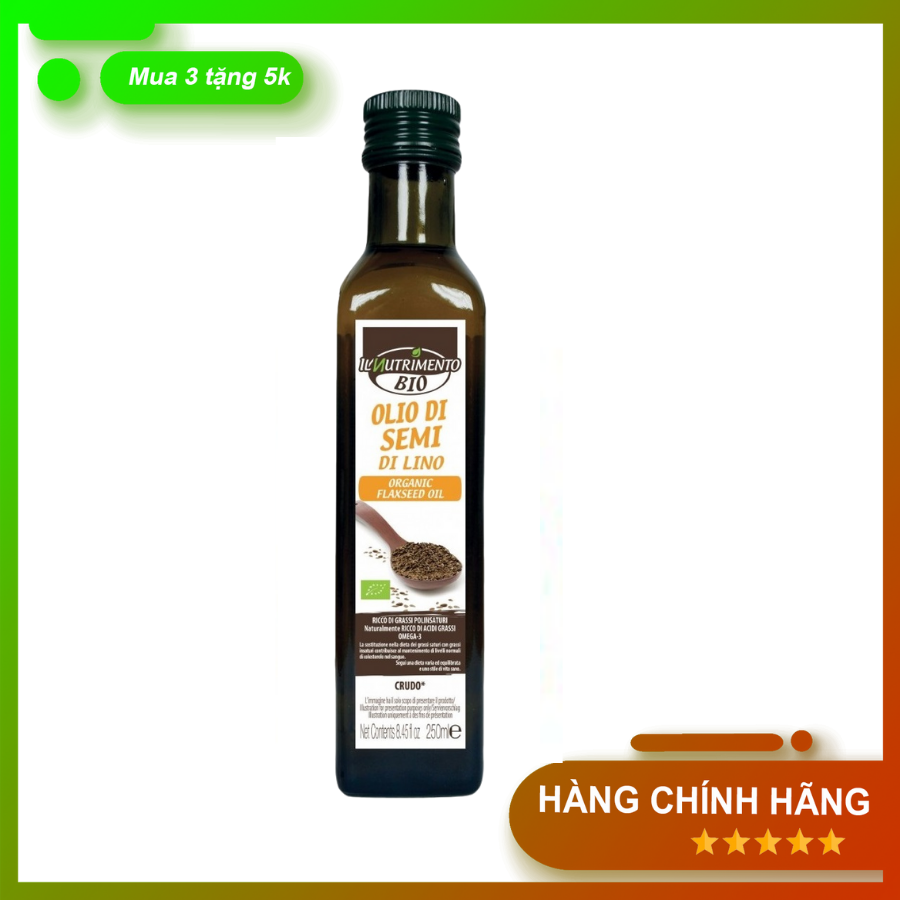 Dầu Hạt Lanh Hữu Cơ Ép Thô 250ml IL Nutrimento Organic Flax Seed Oil