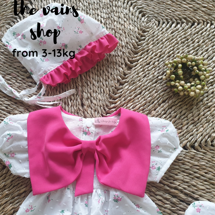 [HCM]SET BODY 3 MÓN NƠ HỒNG BÉ GÁI ( BODY  +NÓN  +GIÀY)