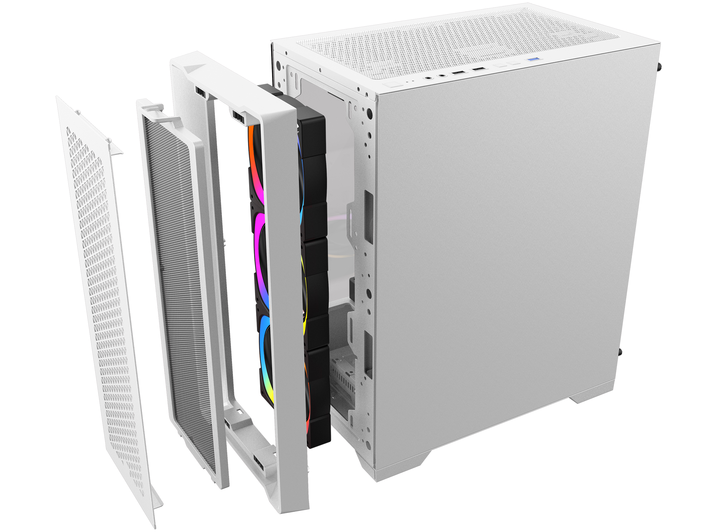 Vỏ case KENOO ESPORT M500 - 3F - MàuTrắng MATX (3 Fan RGB)