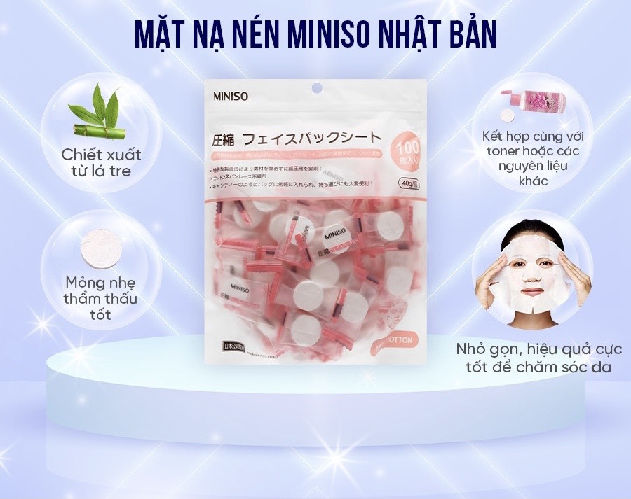 Mặt nạ giấy nén miniso túi 100 viên
