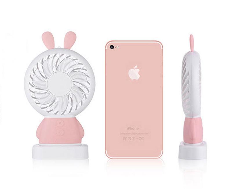 Quạt đeo cổ mini pastel gấu con có đèn đáng yêu