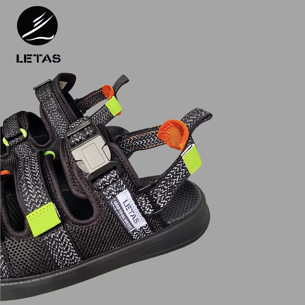 Sandal Nam Letas Phản Quang D1003 - Đen Cam Cốm