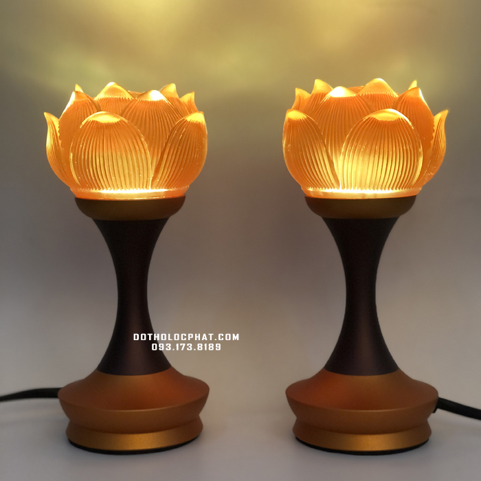Đèn thờ đổi màu lưu ly sen cụp cao 12-14-18cm
