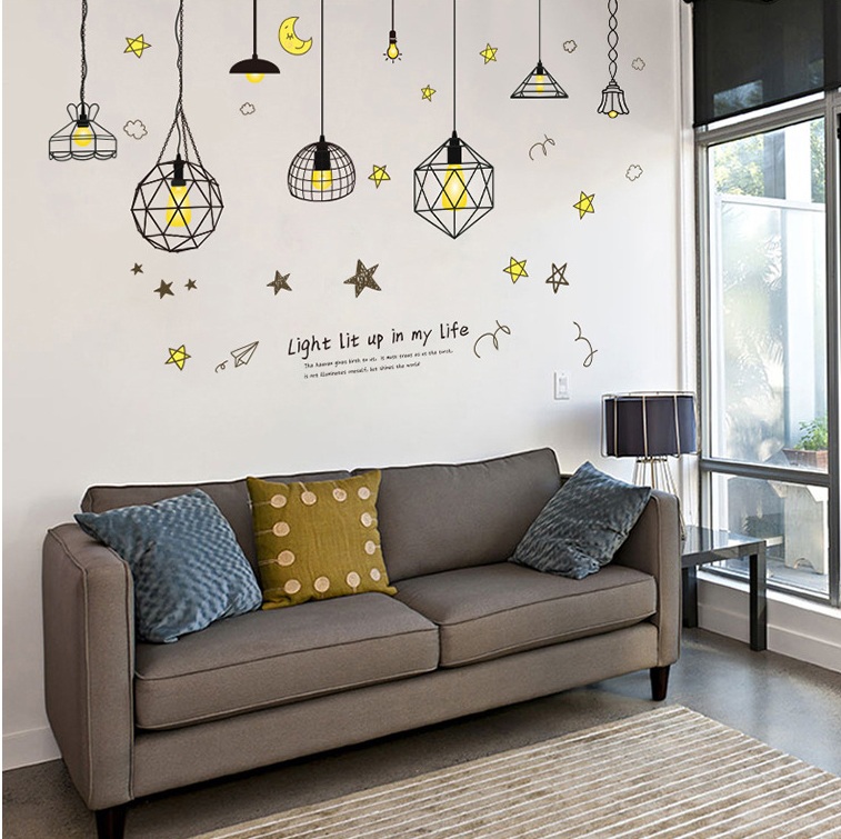 Decal dán tường Đèn trăng vàng