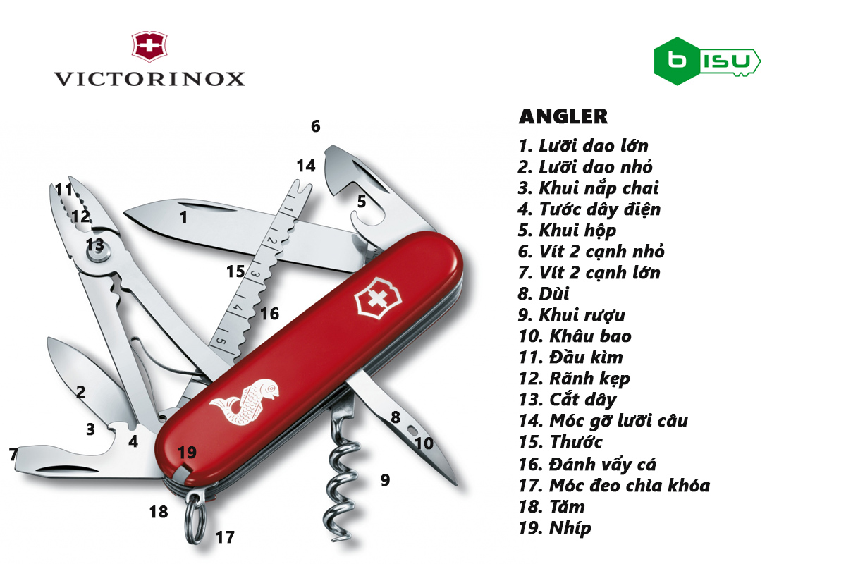 Dụng Cụ Đa Năng Victorinox - 91mm - Angler Red (Đỏ Truyền Thống)