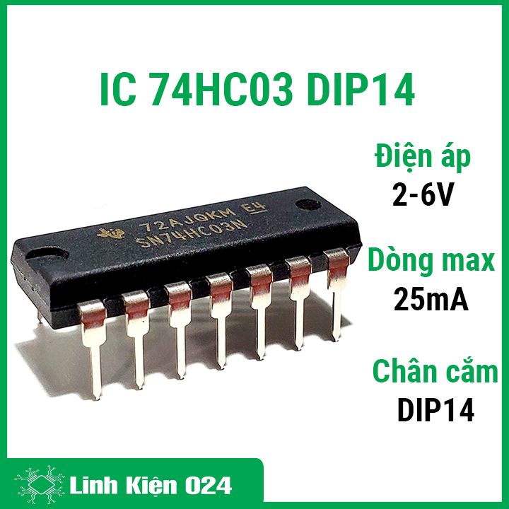 Ic 74hc03 dip14 2-input nand điện áp 2-6v
