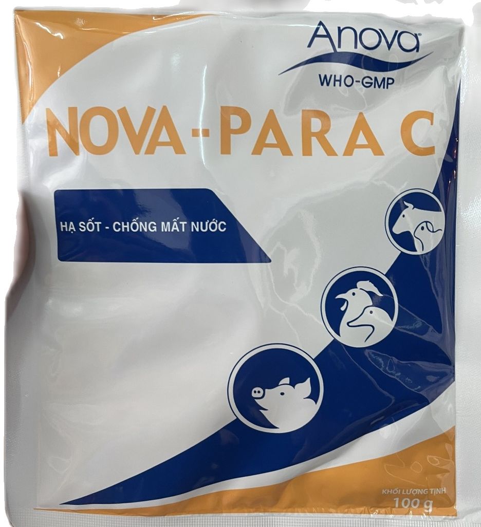 Bột hòa tan nova para c cho heo, trâu, bò, dê, gà gói 100g