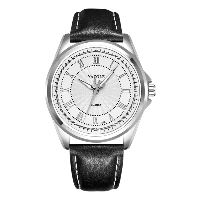 Đồng hồ nam dây da yazole 332 (Đen)