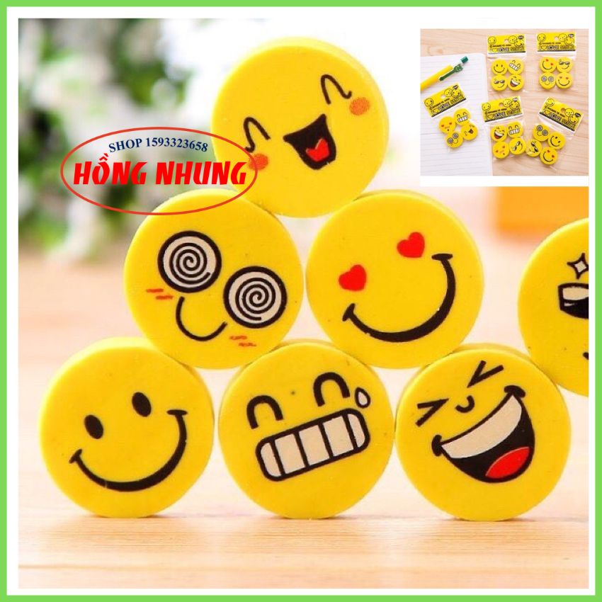 [Mới] Túi Gồm 4 Viên Tẩy Mặt Cười (Tẩy Hình Mặt Cười)