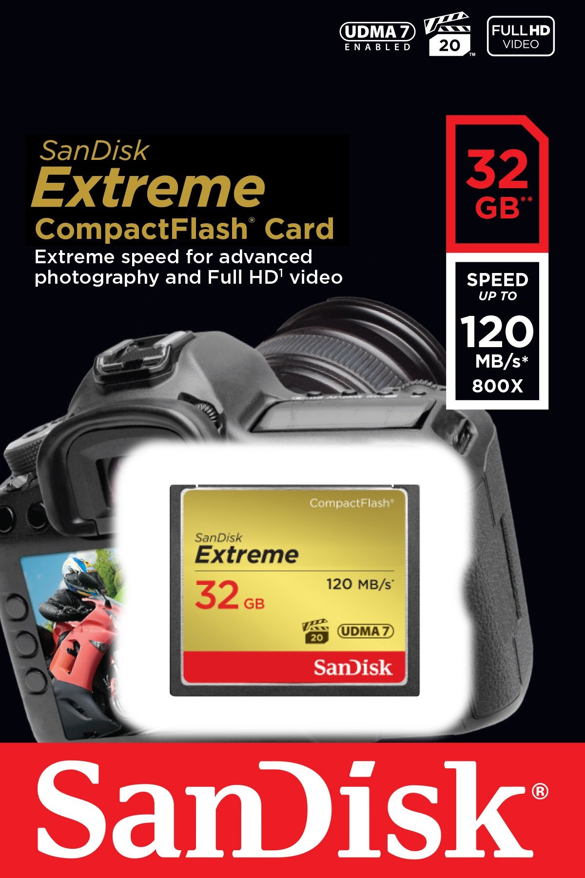 Thẻ nhớ CF Sandisk 32GB Extreme 800X New (120 Mb/s)