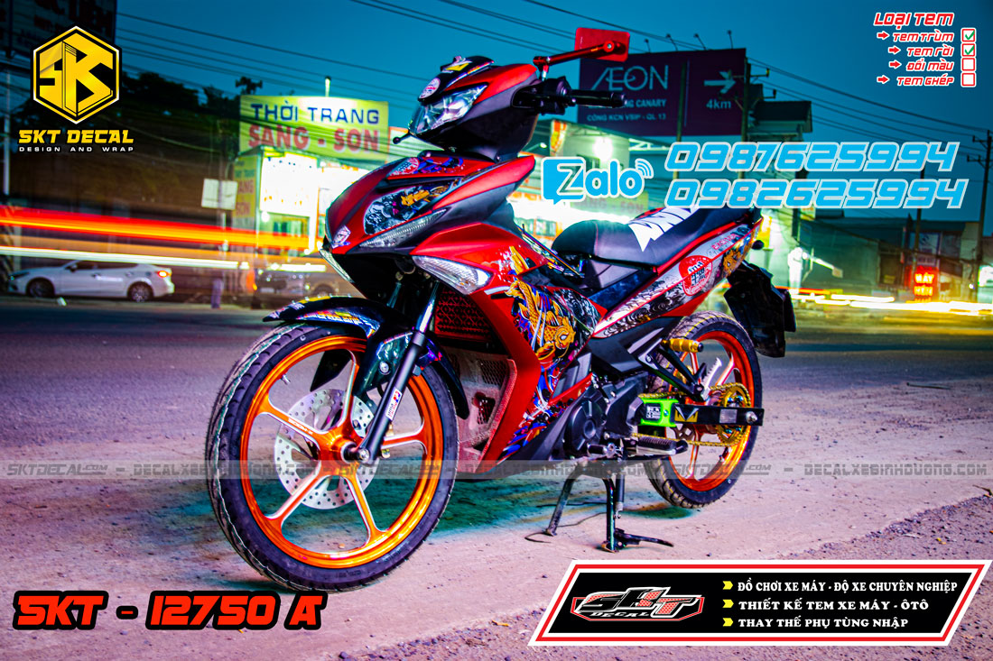 tem rời xe exciter 150 đỏ bạc cá chép