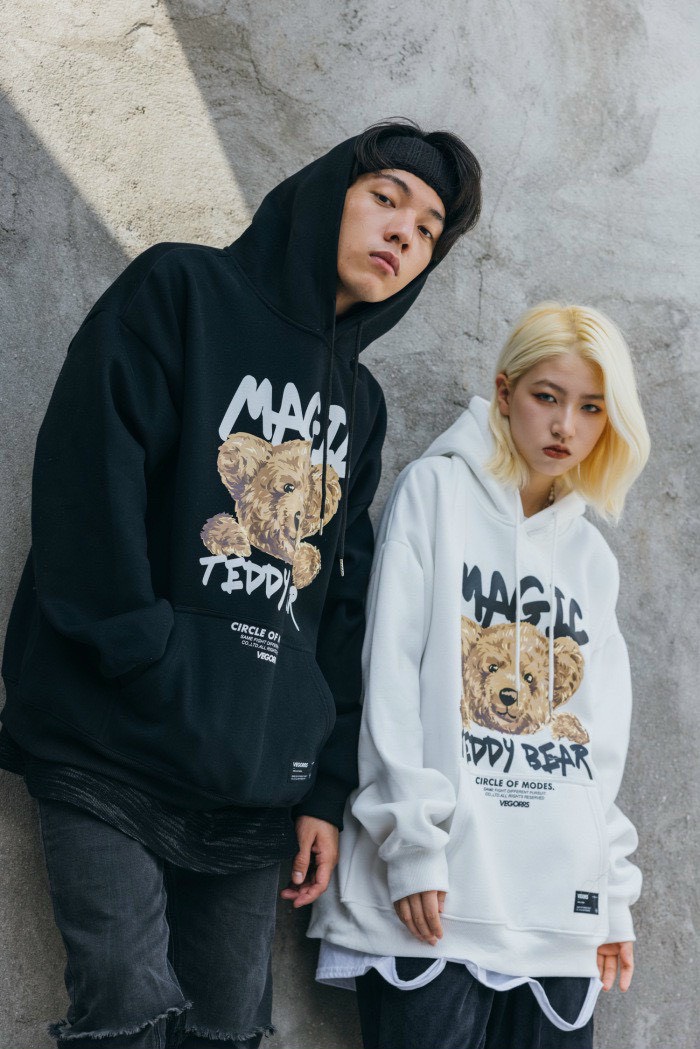 Áo Khoác hoodies Nam Nữ Kiểu Dáng Unisex In Hình Gấu