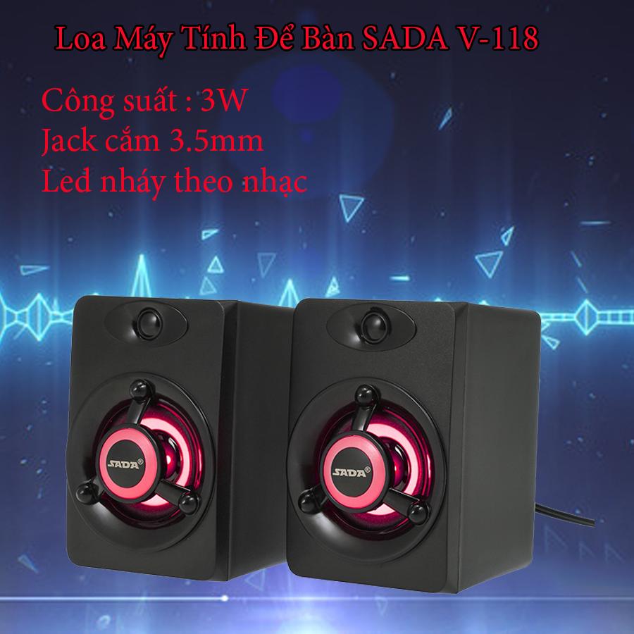 Loa máy tính , Loa nghe nhạc , Loa vi tính để bàn , Bộ 2 Loa Máy Tính Nghe Nhạc Mini SADA V-118 Có Đèn LED , Âm Thanh Chân Thực Sống Động - Top 10 Loa Để Bàn Bán Chạy Nhất Thị Trường