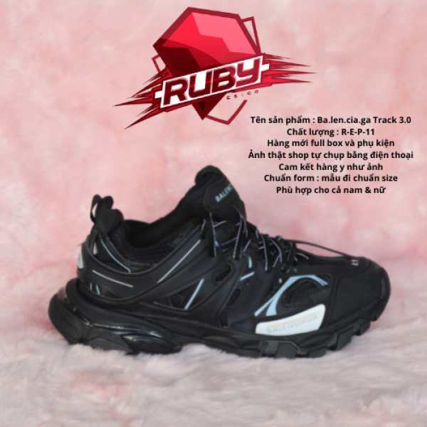 (Xả Kho 3 Ngày) GIẦY THỂ THAO SNEAKER NAM NỮ BA LEN TRACK màu đen lé xanh tại shop Ruby Sneaker