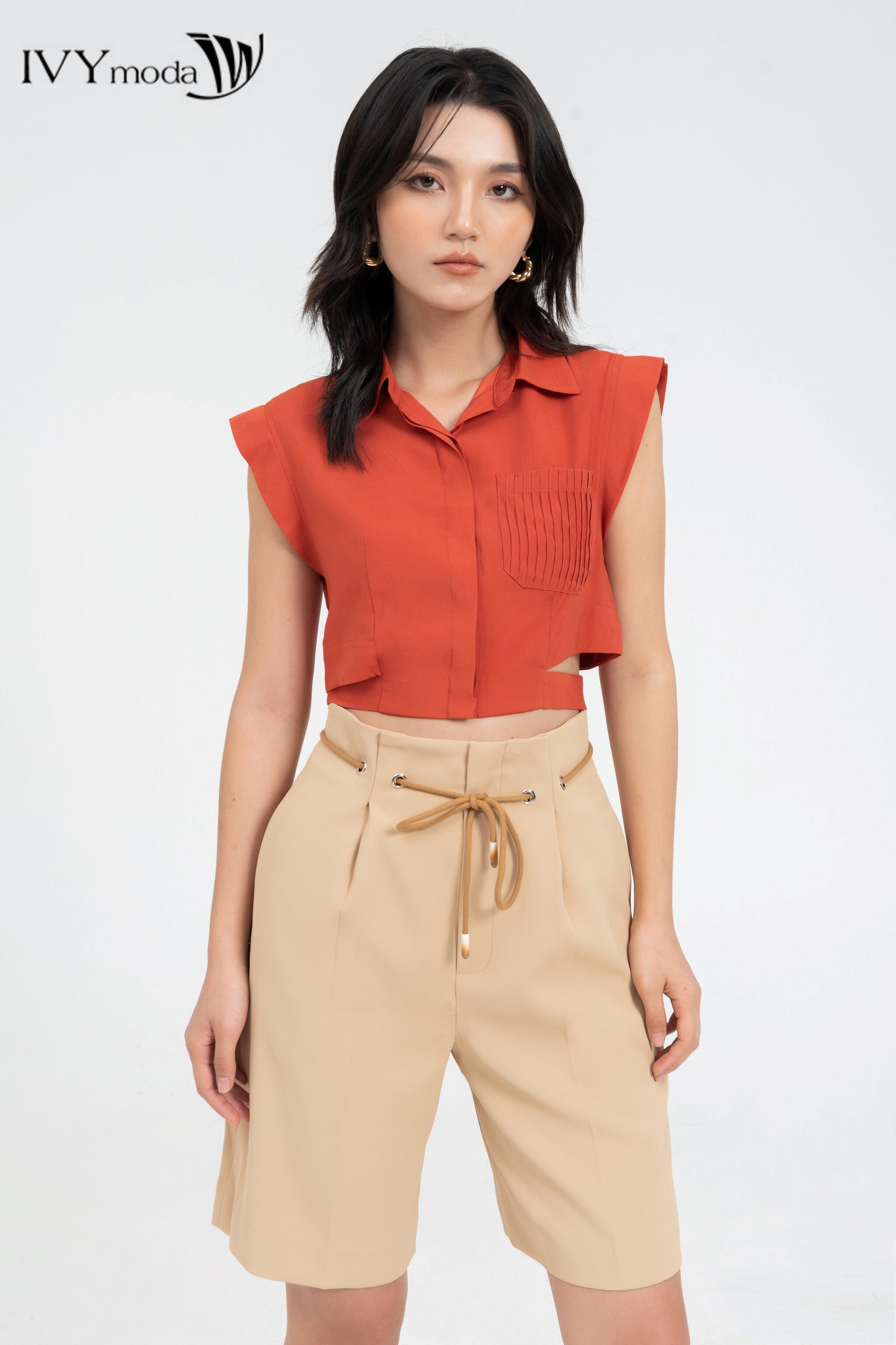 [SINH NHẬT SALE XỊN | VOUCHER GIẢM 100K - MUA 3 GIẢM THÊM 10%] Quần lửng ống đứng phối đai IVY moda MS 20B9454